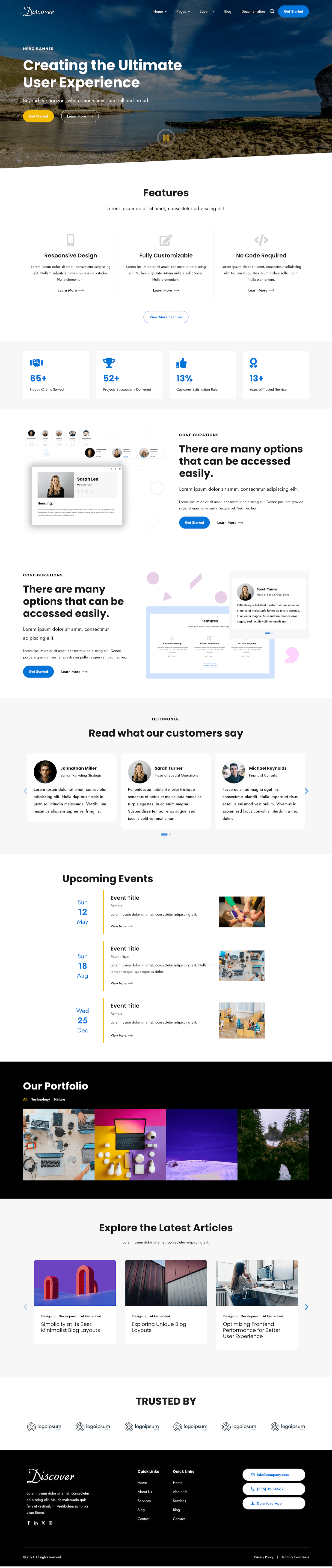 Homepage 1: Hero Section with Video Background.